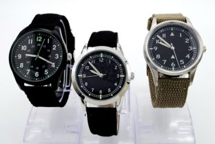 Three Boxed with Papers, Military Designed Watches. Comprising: 1) Australian Army Watch (40mm