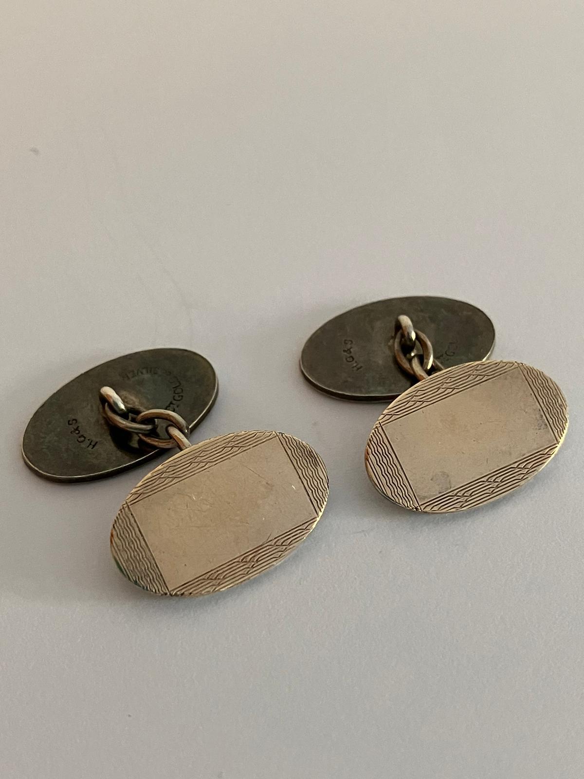 Vintage 9 carat GOLD and SILVER CUFFLINKS.Chain Linked.