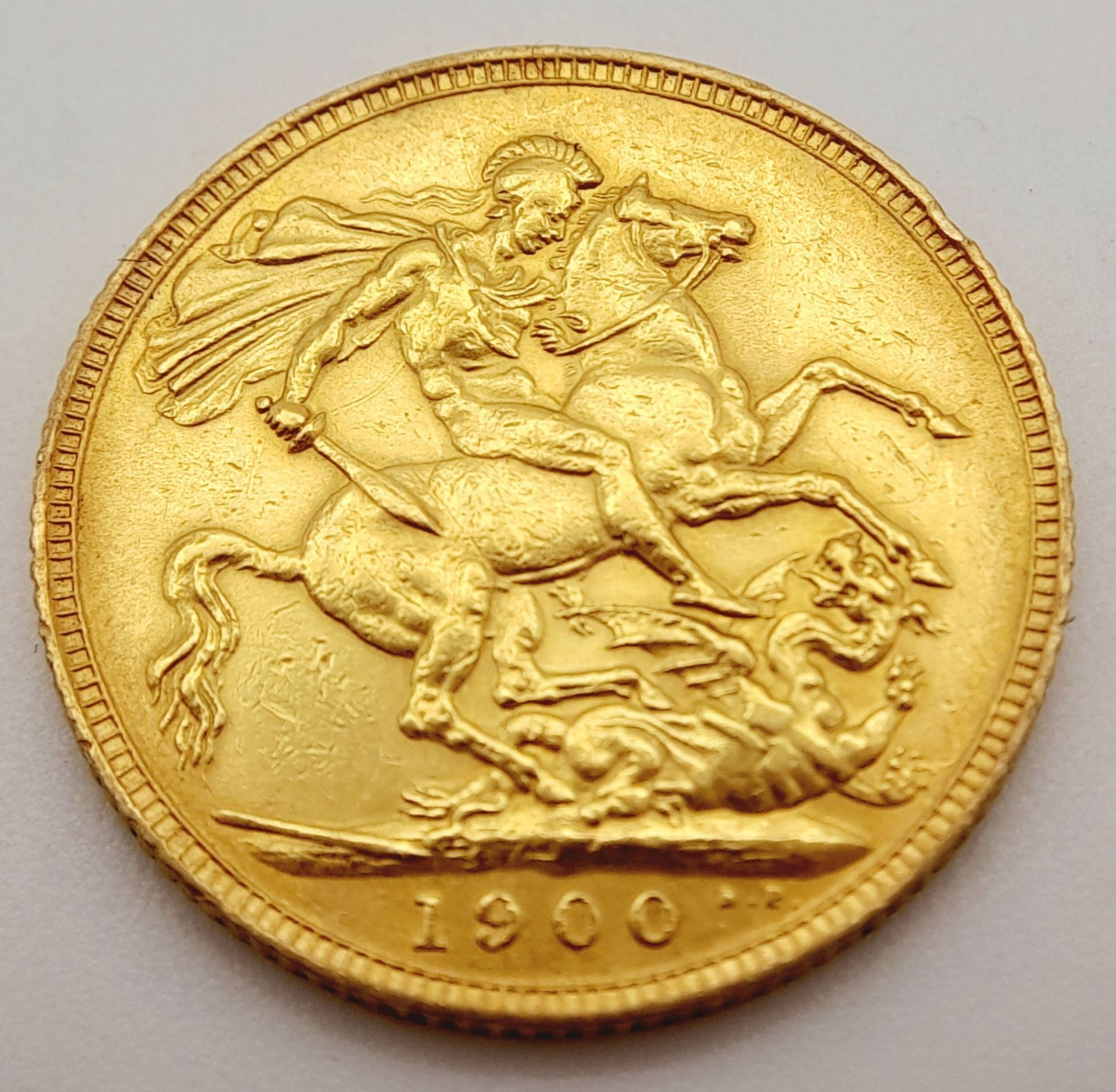 A 1900 Queen Victoria 22K Gold Full Sovereign Coin. Good definition.