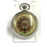 Vintage horse racing gaming pocket watch . Spinning hour hand .Working