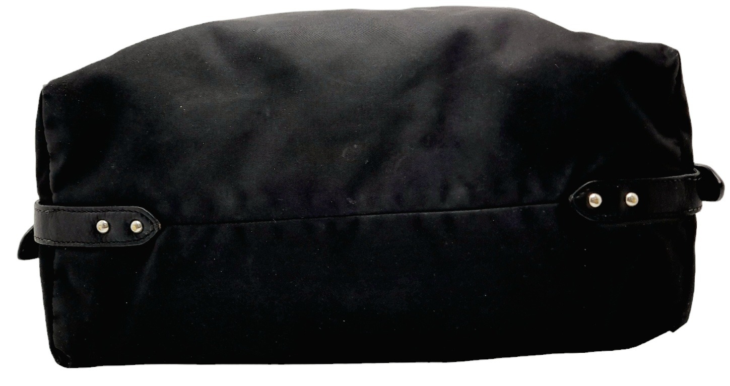 A Prada Black Tessuto Satchel. Textile exterior with leather trim, silver-tone hardware, a top zip - Image 3 of 7