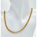 An Italian 9K Yellow Gold Belcher Chain/Necklace. 48cm. 12.2g weight.