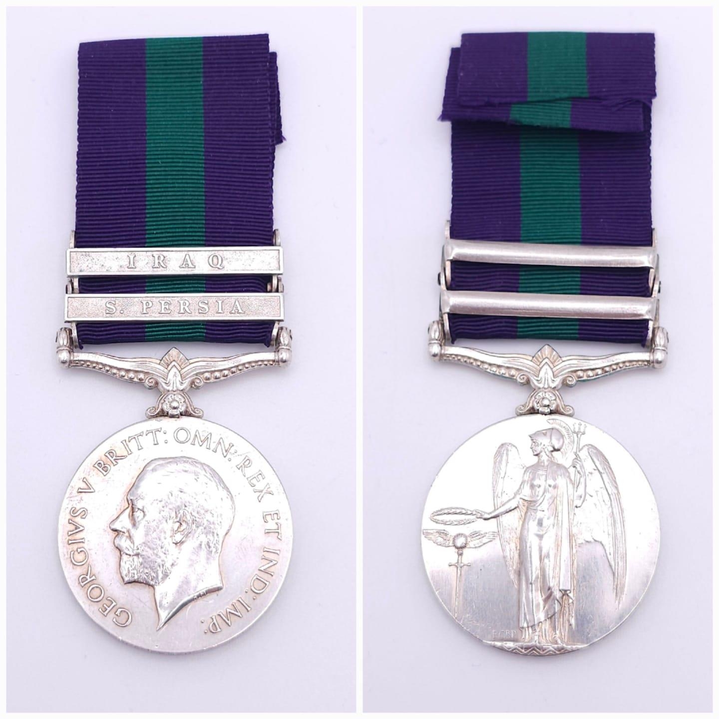 General Service Medal 1918 with two clasps: ‘S. Persia’ and ‘Iraq’, named to: 4919 Naik Sher Zaman 3