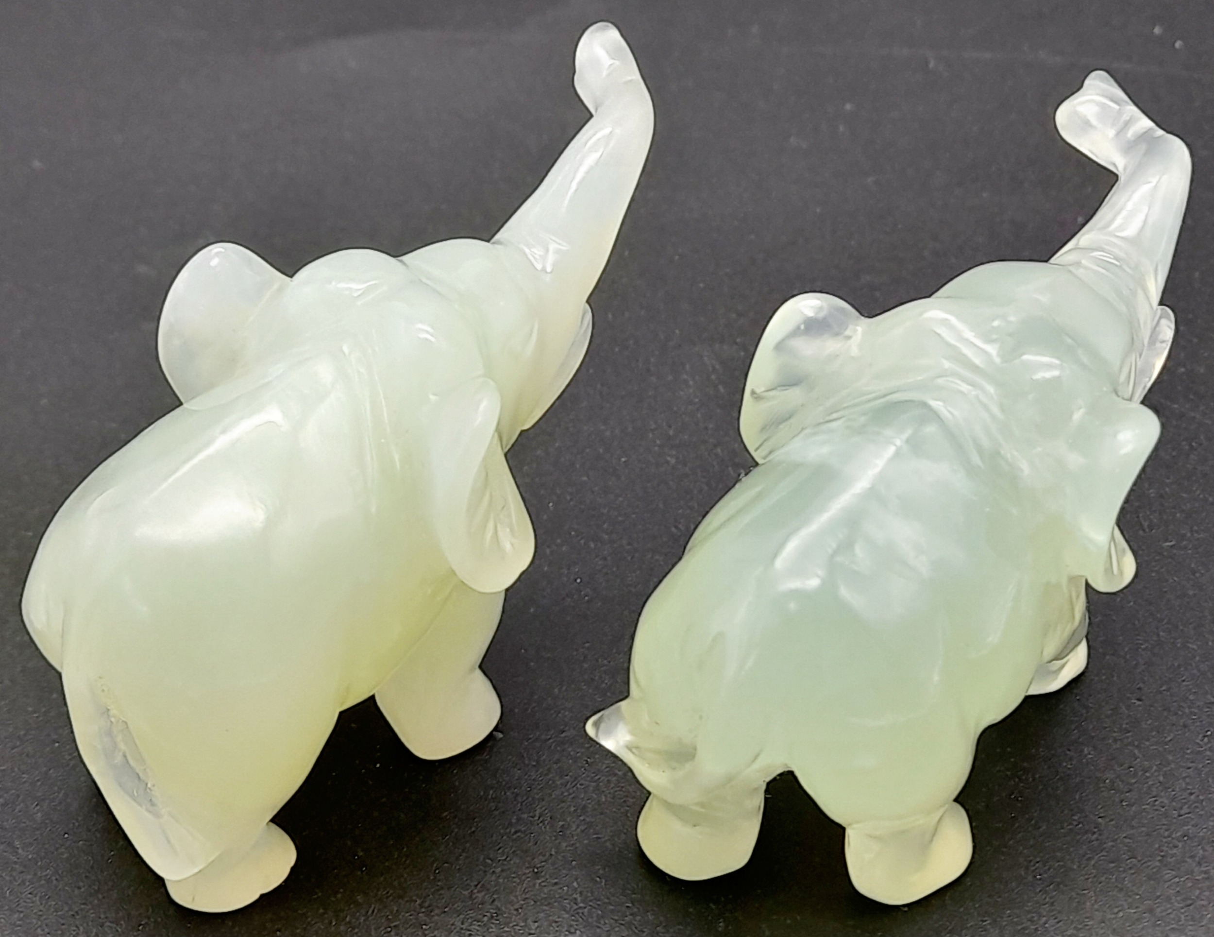 Two Green Jade Elephant Figures. 7cm x 4cm. - Image 2 of 5