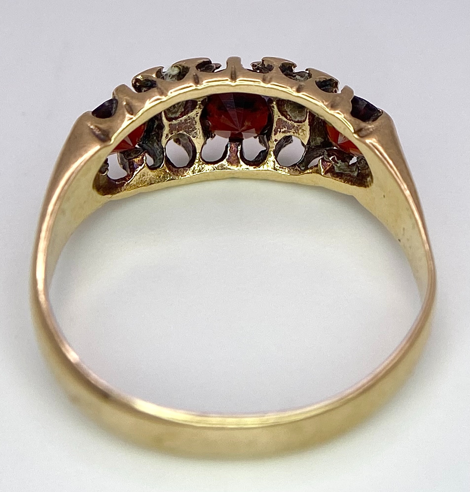 A 9K Yellow Gold, Garnet and Diamond Ring. Size K, 1.9g total weight. Comes in presentation case. - Image 5 of 7