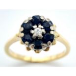 AN 18K YELLOW GOLD VINTAGE DIAMOND & SAPPHIRE RING. Size K, 3.5g total weight. Ref: SC 8070