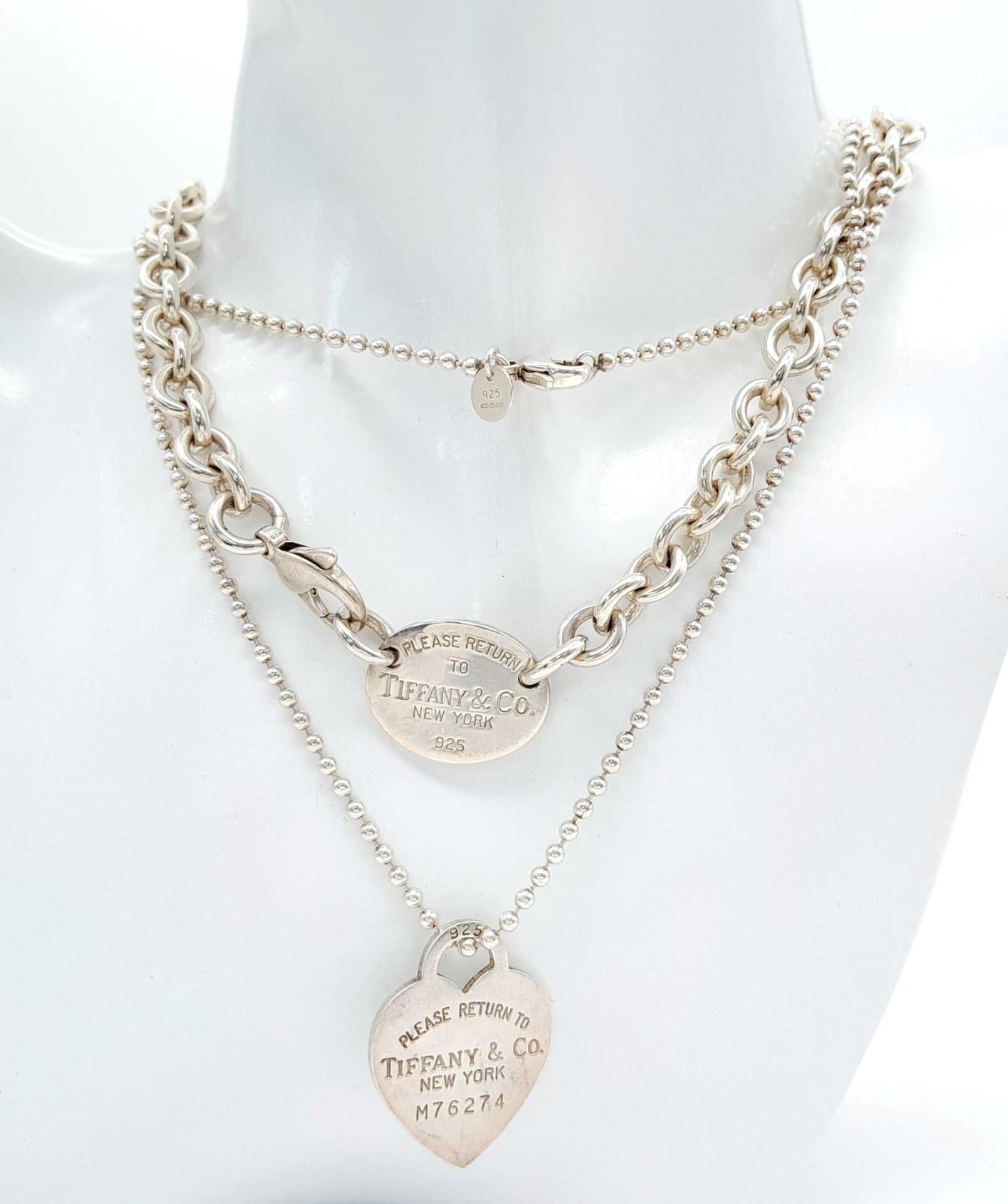Four Tiffany Items! 2 bracelets and 2 necklaces. A Tiffany belcher link bracelet with heart clasp. A - Bild 7 aus 7