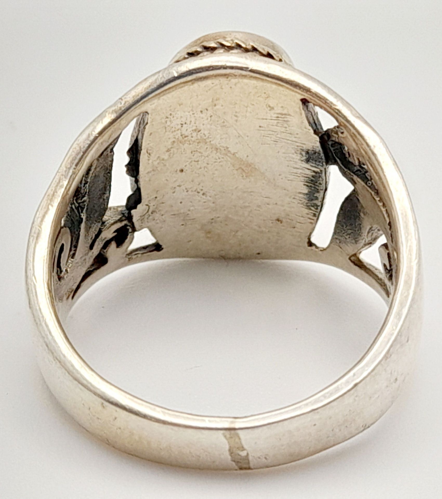 A Vintage Sterling Silver Jadine (Chrysoprase) Set Leaf Design Mount Ring. Size L. The Ring is set - Bild 3 aus 4