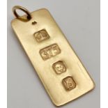 A 9K YELLOW GOLD FULL HALLMARKED FRONT DOG TAG. 4.4cm length, 7.7g weight. Ref: SC 8011