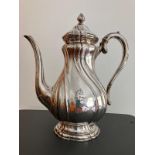 A magnificent antique Continental SILVER COFFEE POT. Having lovely swirl detail and Standing 27.5 cm