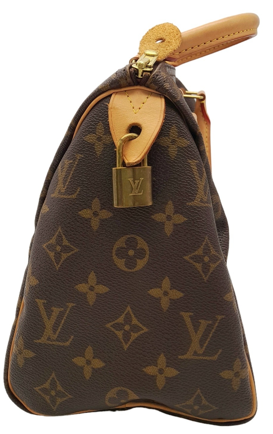 A Louis Vuitton Monogram Stripe Canvas Speedy Perso Bag. LV monogram canvas exterior with C.L. - Image 10 of 10