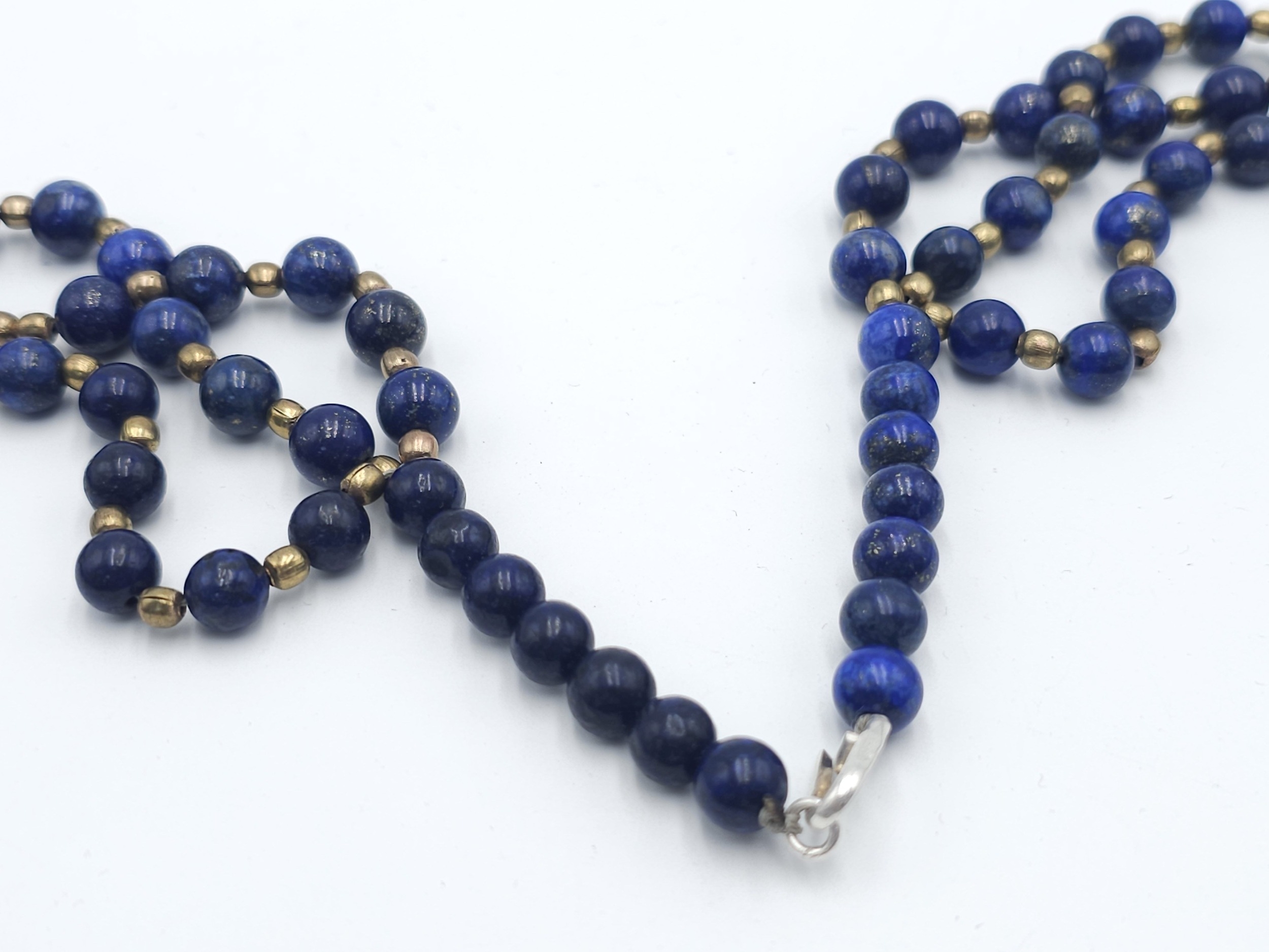 A Vintage Lapis Lazuli three strand necklace with large conical pendant. Also comes with a pair of - Image 10 of 11