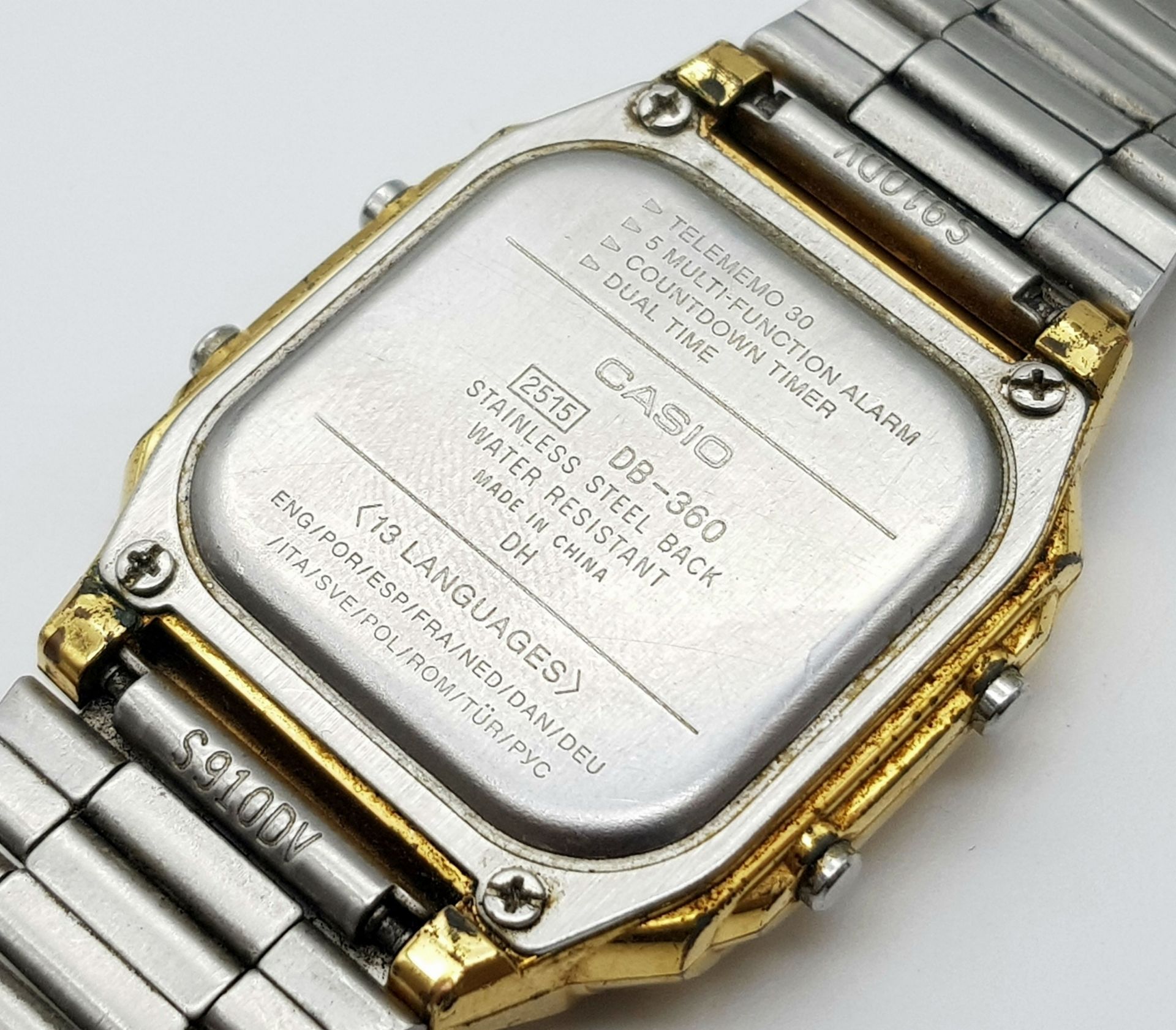 A Classic Casio Multi Lingual Data Bank Gents Quartz Watch. Gilded bracelet and case - 36mm. In good - Image 6 of 6