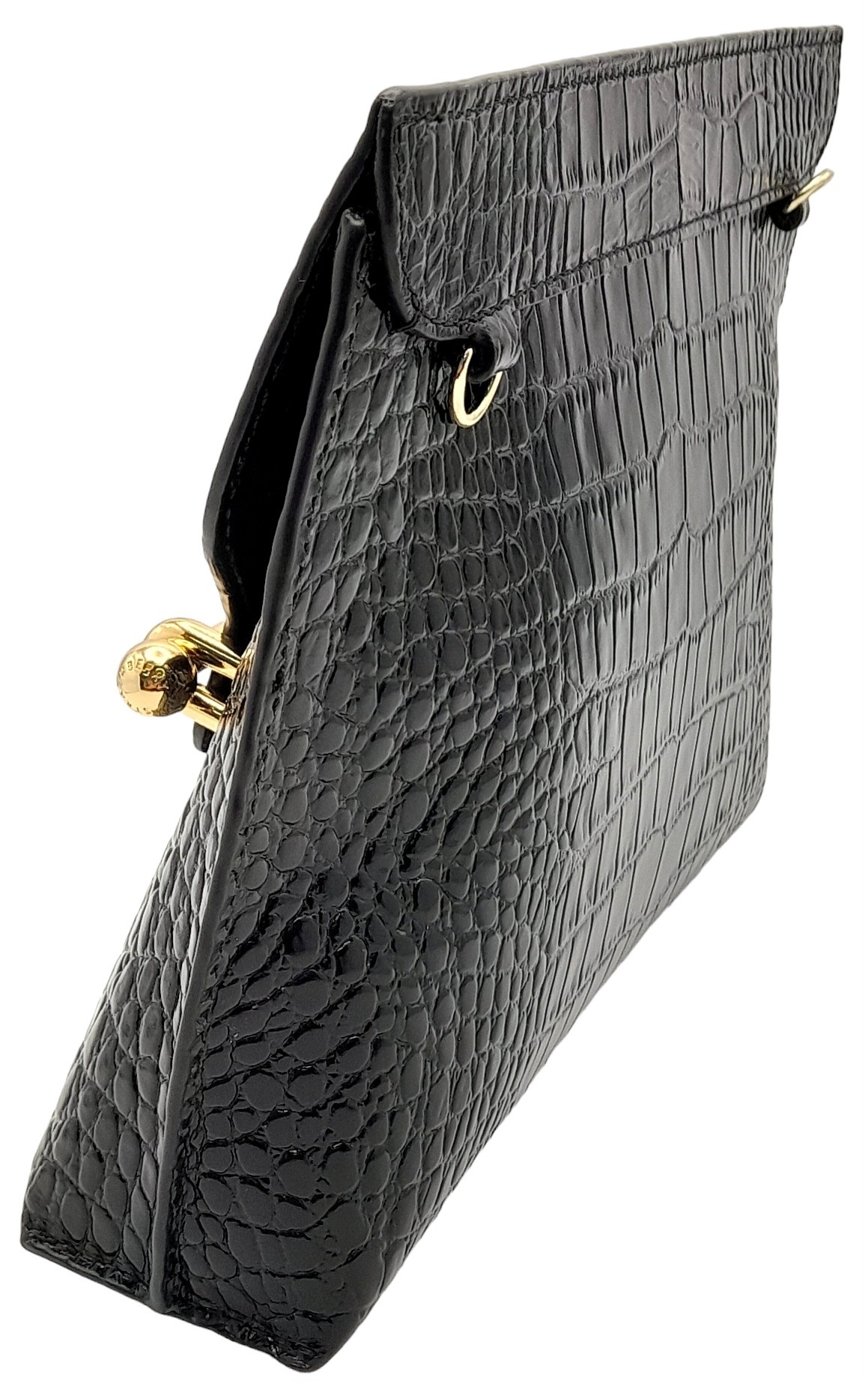 A Strathberry Black THE STYLIST Crossbody Bag. Crocodile embossed leather exterior with gold-toned - Image 5 of 10