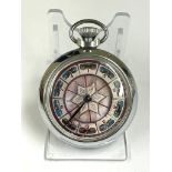 Vintage horse racing gaming pocket watch , spinning hour hand . Working