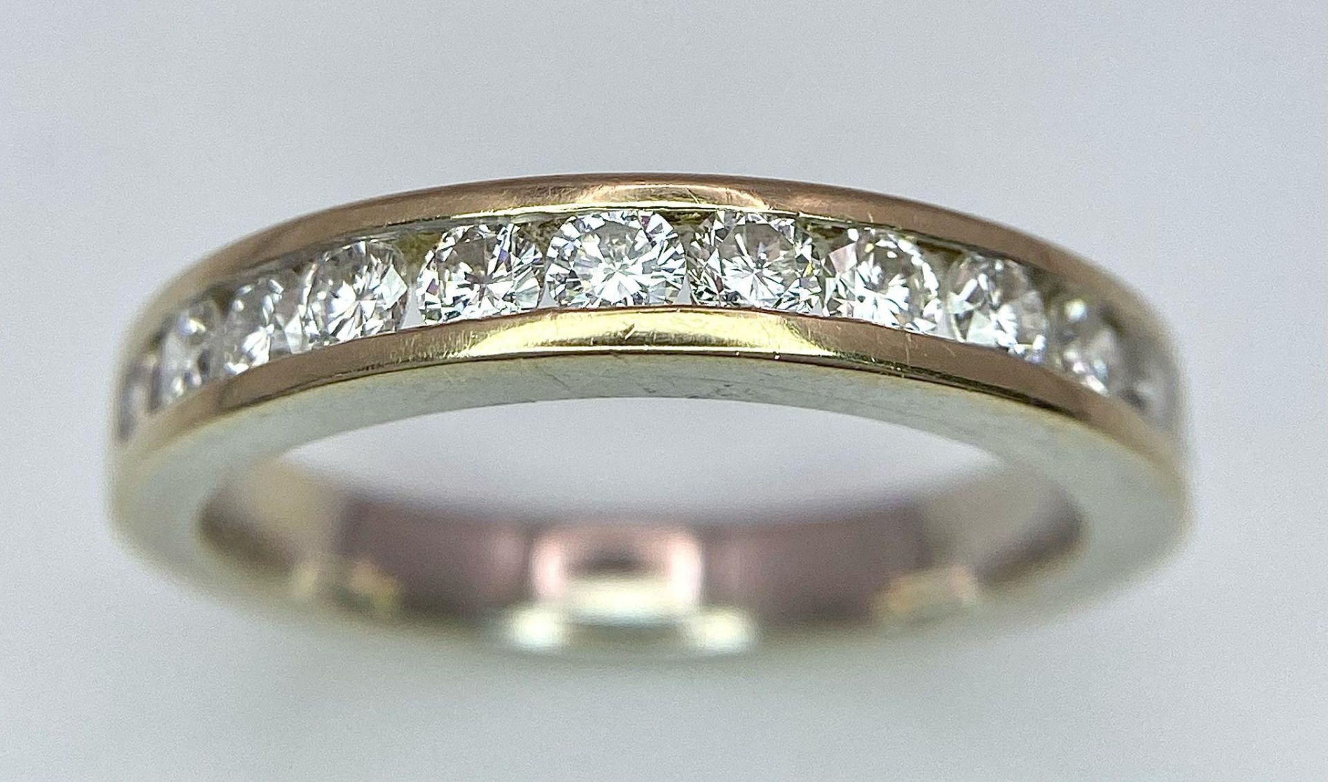 An 18K Yellow Gold Diamond Half Eternity Ring. 12 brilliant round cut diamonds - 0.60ctw. Size N. - Bild 3 aus 6