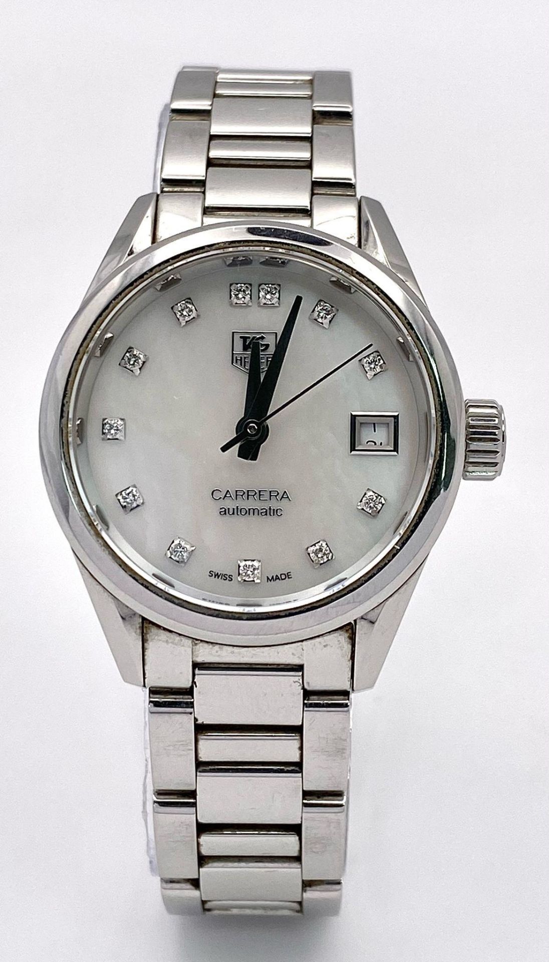 A Tag Heuer Carrera Diamond Ladies Automatic Watch. Stainless steel bracelet and case - 28mm. Mother - Bild 2 aus 10