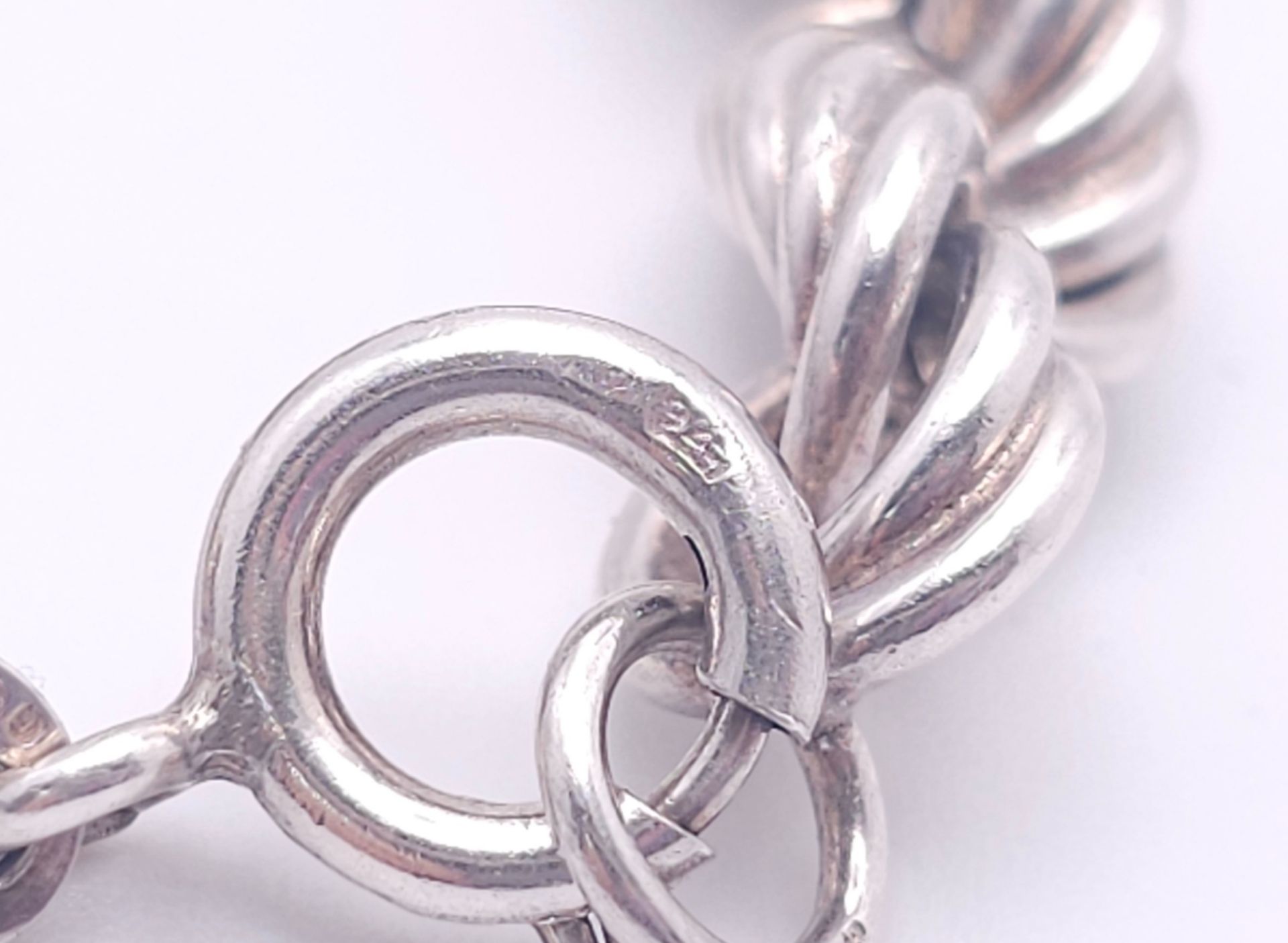 A STERLING SILVER SOLID HEAVY ROPE BRACELET. 22.5cm length, 46.6g total weight. Ref: SC 8083 - Bild 5 aus 6
