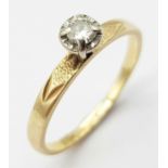 A 14ct Yellow Gold (tested as) Diamond Solitaire Ring, 0.05ct diamond, size I, 1.4g weight. ref: