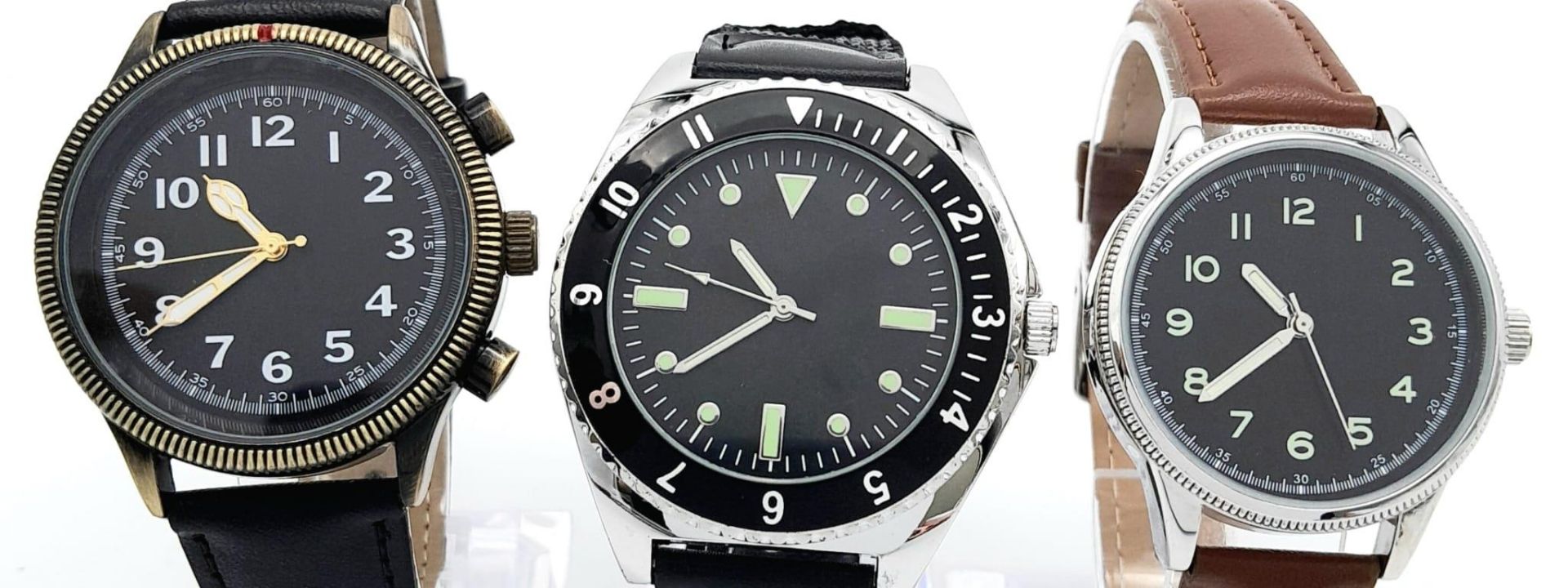 Three Unworn Military Homage Watches Comprising; 1) A 1970’s Design US Navy Diver Watch (45mm Case), - Bild 2 aus 5