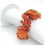 An interesting bracelet consisting of large, 100% natural, cognac coloured, Baltic amber nuggets, in