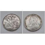 An 1896 Queen Victoria Silver Crown Coin. VF grade but please see photos.