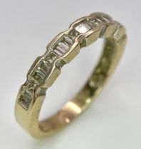 An 18K Yellow Gold Diamond Half-Eternity Ring. Mixed cut diamonds - 0.50ctw. Size P. 4.1g total