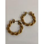 Classic pair of 9 carat GOLD ROPE EARRINGS. 1.5 grams.