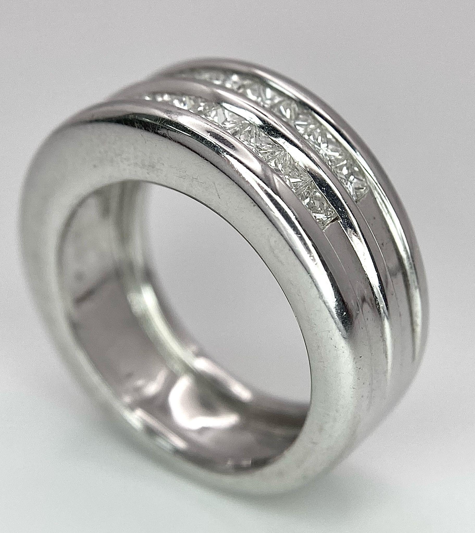 An 18K White Gold Diamond Half Eternity Ring. Two fabulous rows (20) of princess cut diamonds - 1. - Image 4 of 8