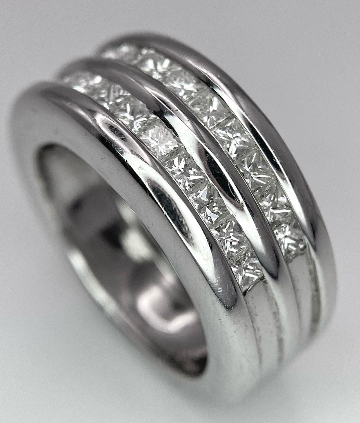 An 18K White Gold Diamond Half Eternity Ring. Two fabulous rows (20) of princess cut diamonds - 1. - Image 3 of 8