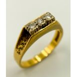 AN 18K YELLOW GOLD VINTAGE DIAMOND RING. 0.10CT. 3.5G. SIZE M.