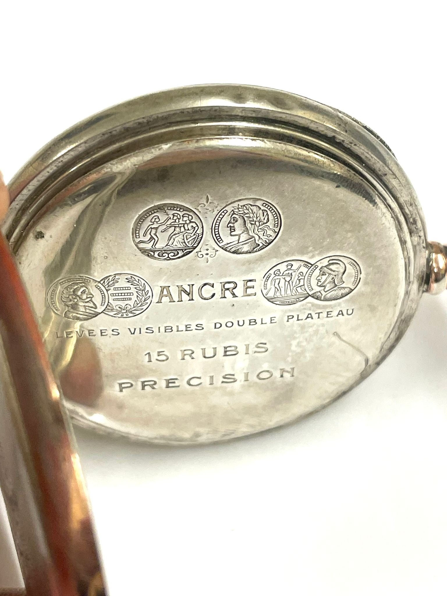 Vintage gents solid silver & copper gilt pocket watch Working - Image 3 of 3