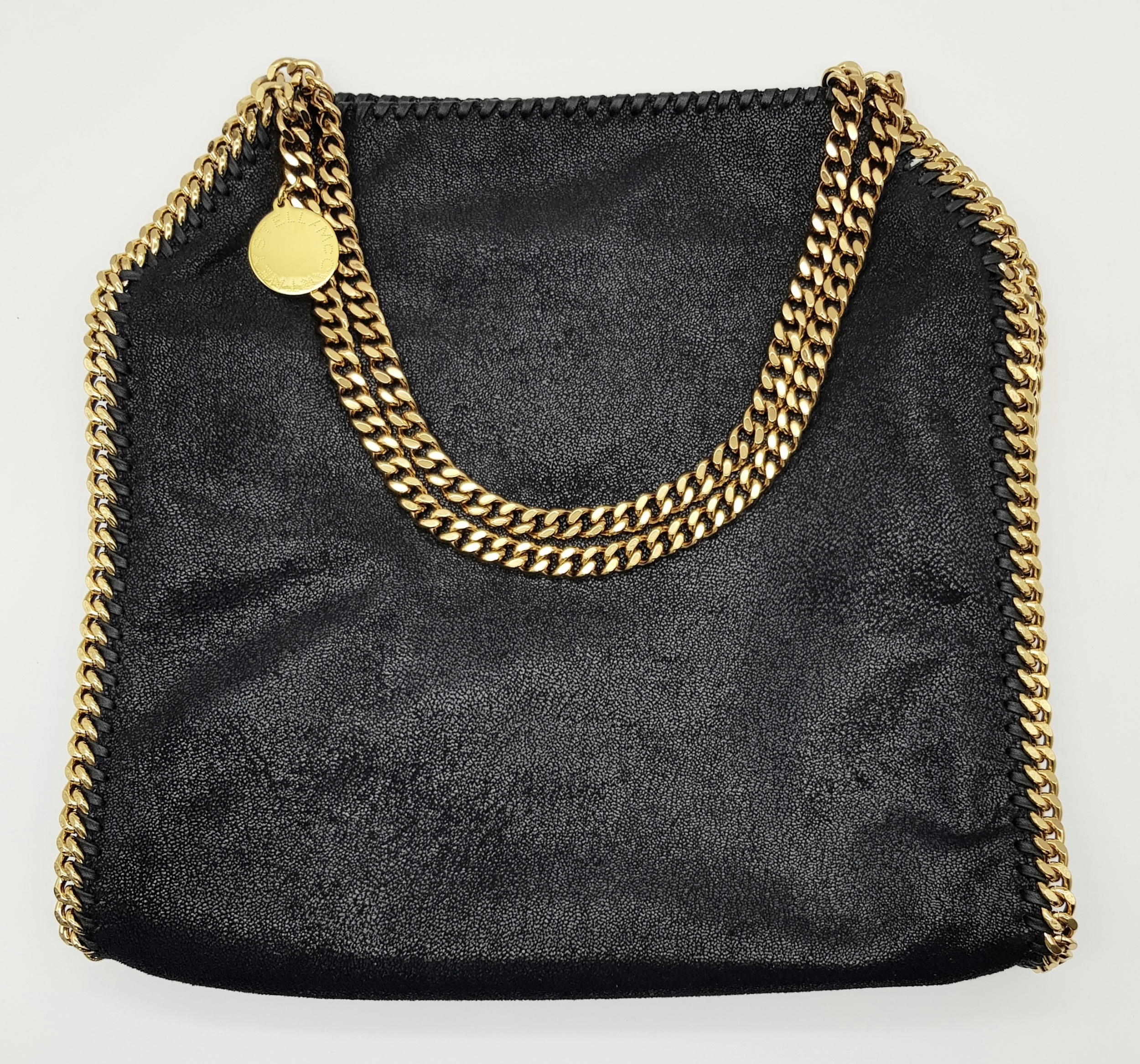 A Stella McCartney Black Falabella Shoulder/Tote Bag. Faux suede exterior with gold-toned heavy - Image 10 of 11