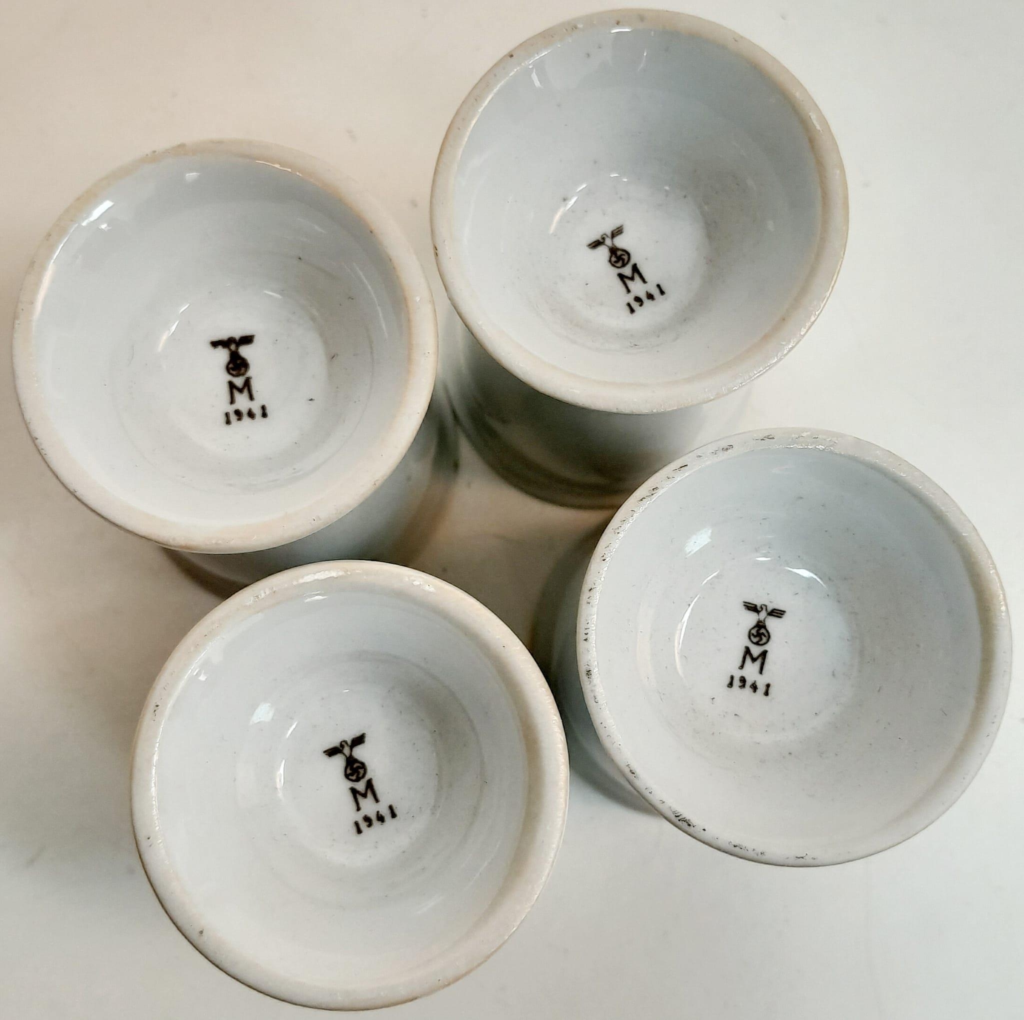 4 x German Kriegsmarine China Egg Cups Dated 1941. - Image 3 of 4