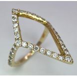 An 18K Yellow Gold (tested) Diamond Trillion Shaped Ring. Size J. 2.6g weight. Ref: 016674