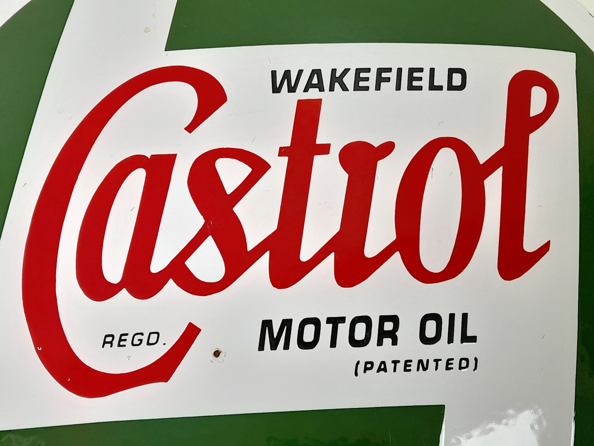 An Iconic Vintage Castrol Motor Oil Circular Enamel sign. In good condition for its age - has a - Image 2 of 4
