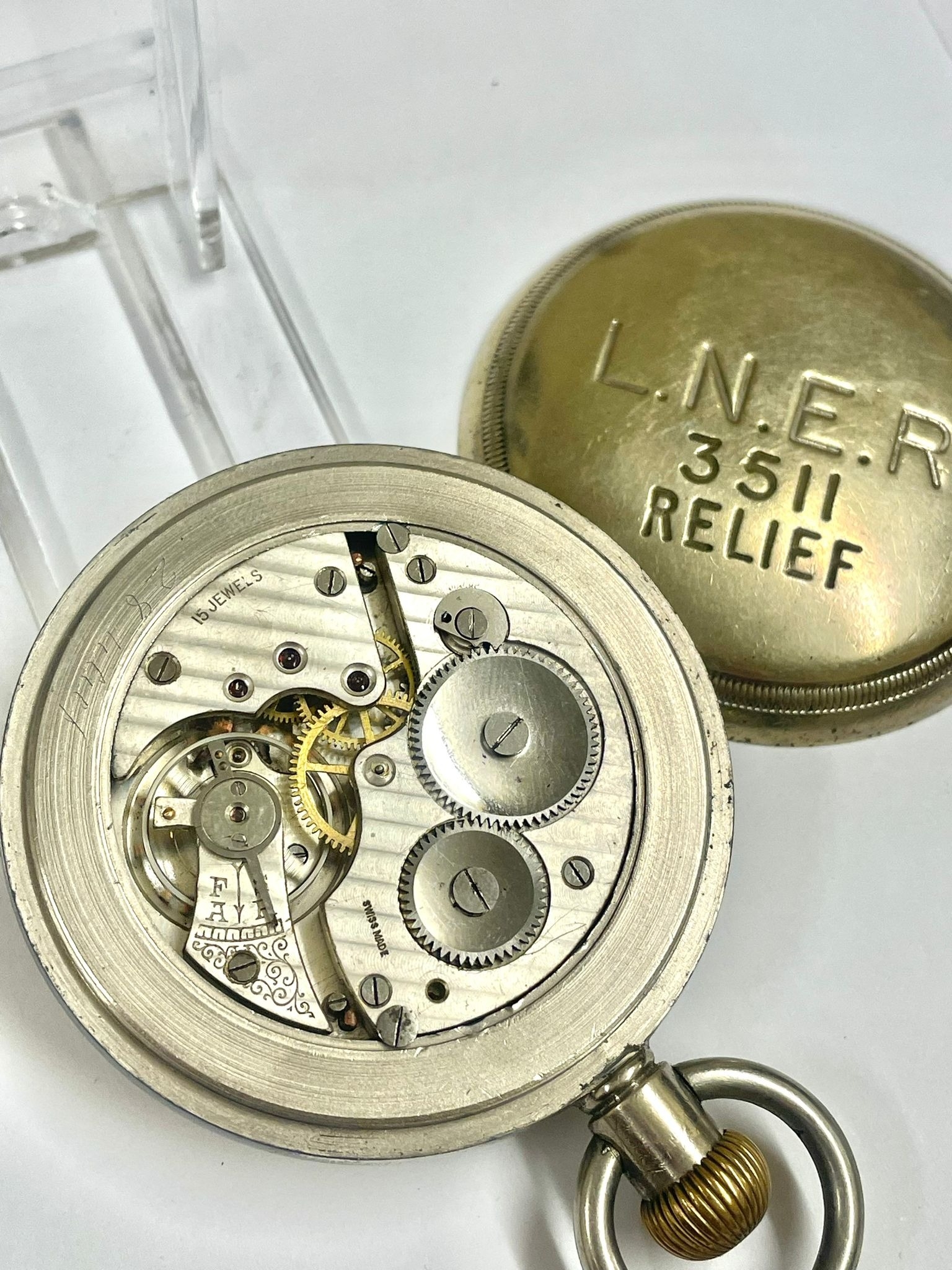 Vintage Railway pocket watch ticks , sold as found. - Image 3 of 3