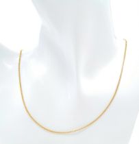 A 9k Yellow Gold Small Curb Link Necklace. 54cm. 3.7g