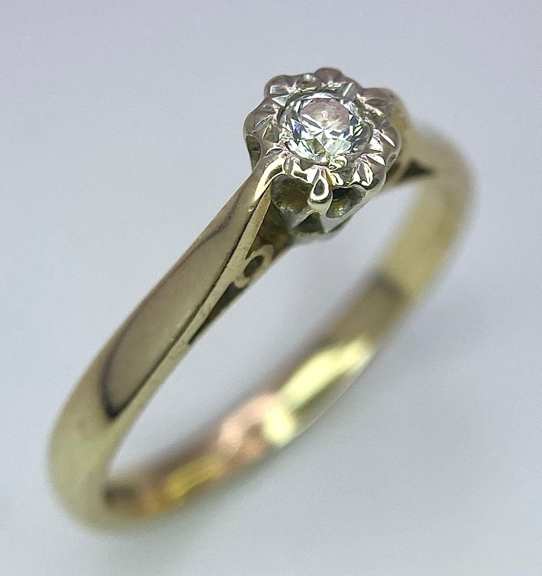A 9 K yellow gold diamond solitaire ring, size: J1/2, weight: 1.8 g. - Image 3 of 6