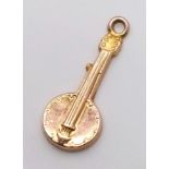 A 9K Yellow Gold Mandolin Pendant/Charm. 2cm. 0.33g
