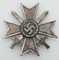 3rd Reich German War Merit Cross First Class with Swords, die-struck construction in zinc with