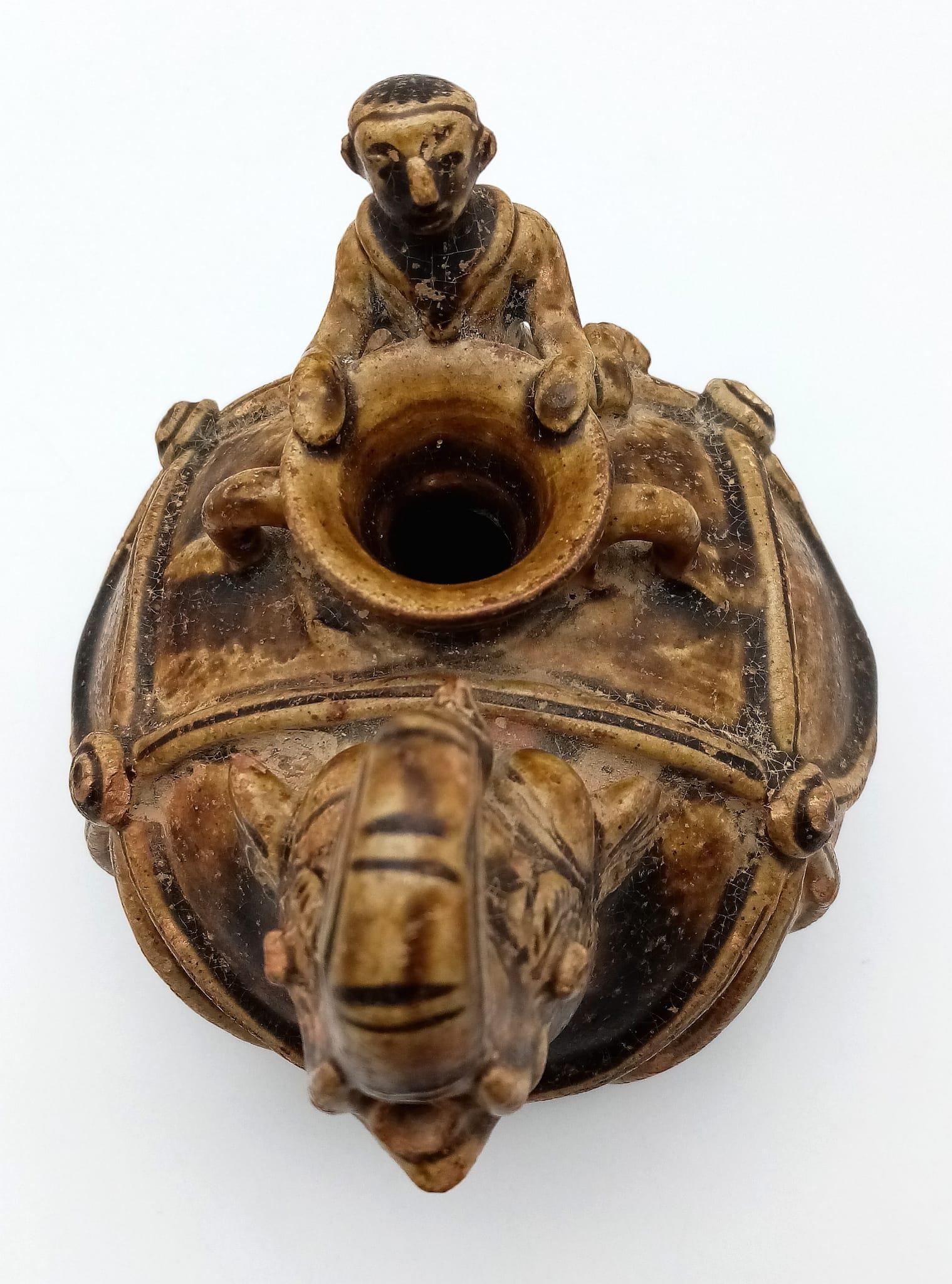 An Unusual and Rare Antique (18th Century) Thai, Brown Glazed Pot - In the form of an Elephant and - Image 5 of 5