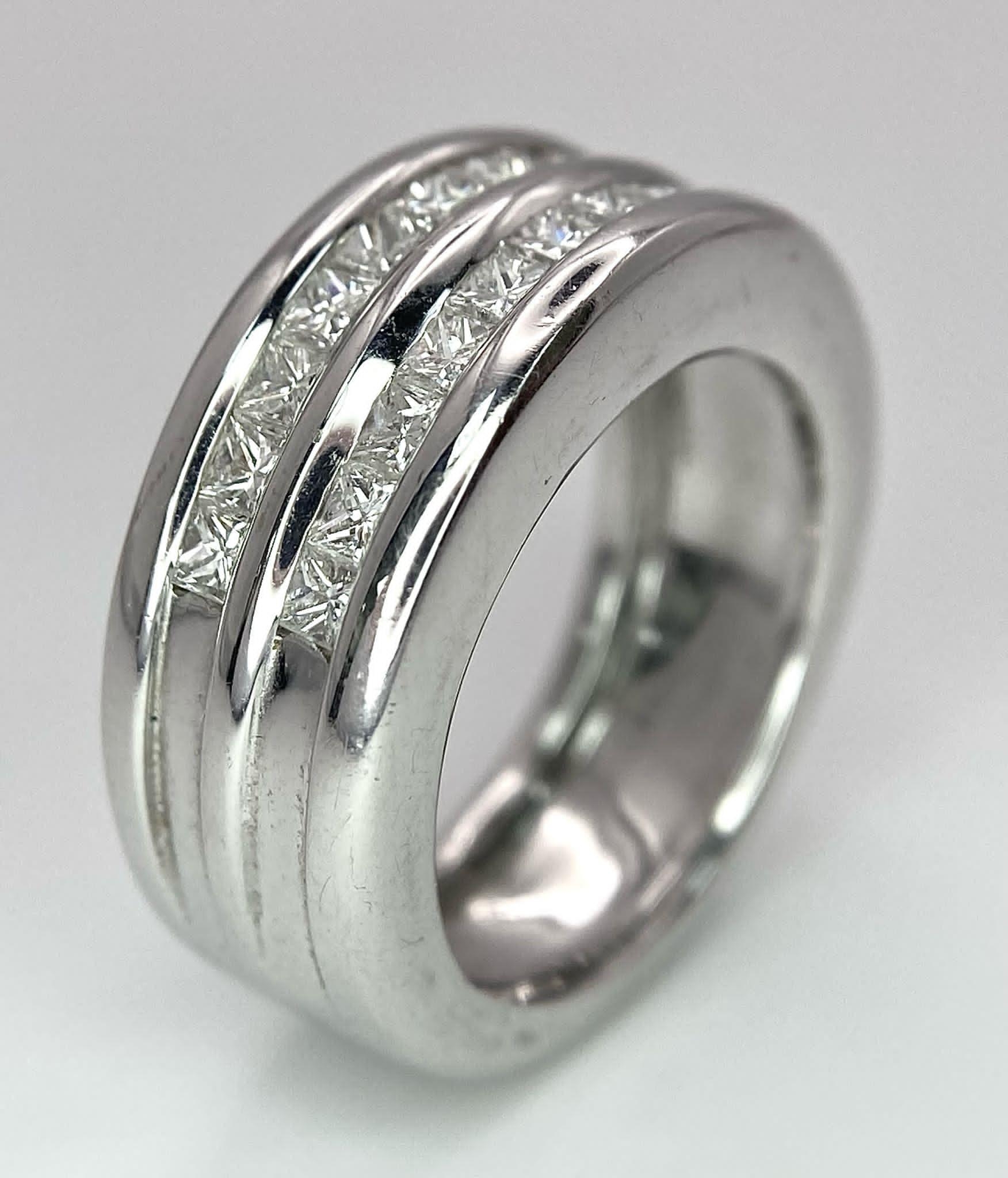 An 18K White Gold Diamond Half Eternity Ring. Two fabulous rows (20) of princess cut diamonds - 1. - Image 6 of 8