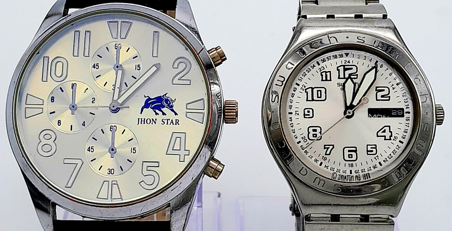 Two Dress Watches, Comprising: 1) Date/Date ‘Irony’ Stainless Steel Watch by Swatch (38mm - Bild 2 aus 7