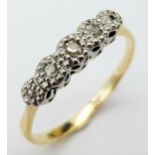 AN 18K YELLOW GOLD VINTAGE DIAMOND 5 STONE RING, Size J, 1.6g total weight. Ref: SC 8066