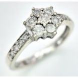 A 9K WHITE GOLD DIAMOND RING. Size M, 2.5g total weight. Ref: SC 8019