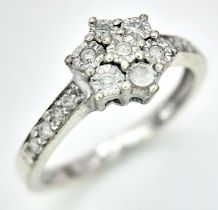 A 9K WHITE GOLD DIAMOND RING. Size M, 2.5g total weight. Ref: SC 8019