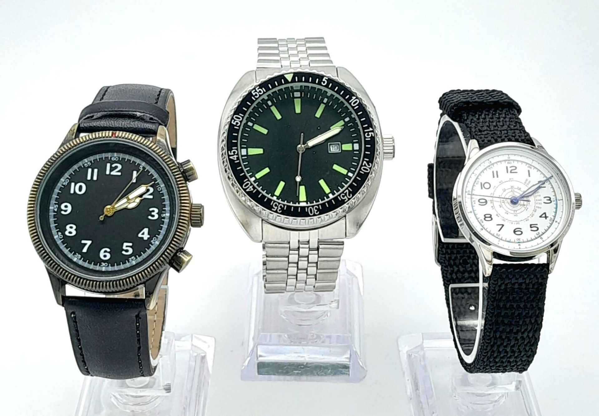 A Parcel of Three Military design Homage Watches Comprising; 1) Australian Navy Watch (44mm Case),