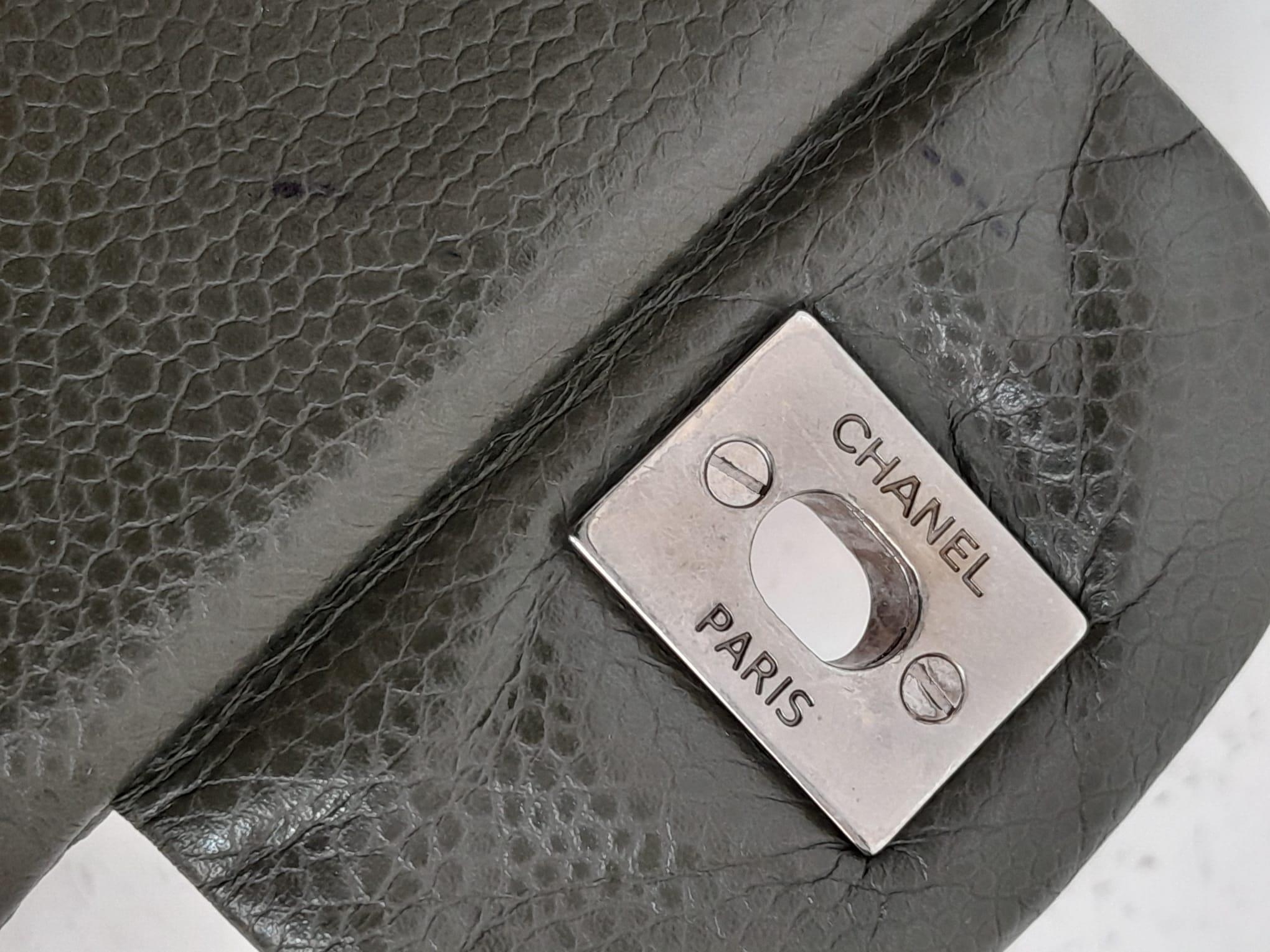 A Chanel Green Jumbo Classic Double Flap Bag. Quilted leather exterior with silver-toned hardware, - Image 9 of 14
