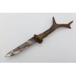 3rd Reich Period Antler handled knife with Hinting Association logo.